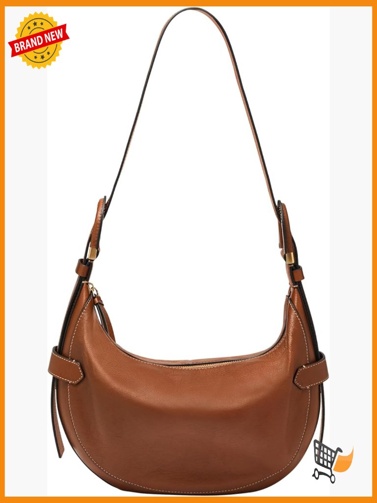 Leather Hobo Bag With Adjustable Strap - Crescent Shape